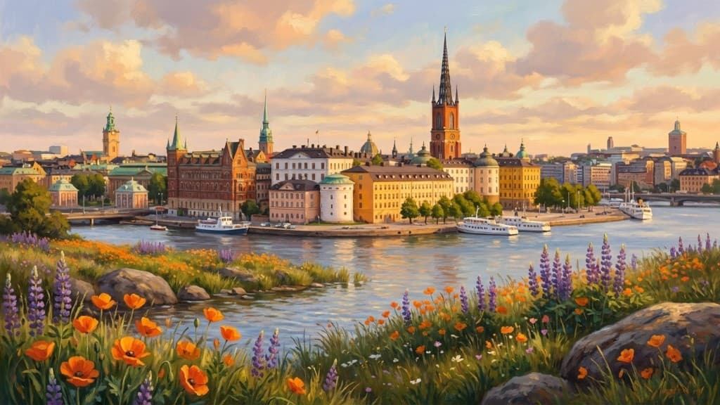 Stockholm vid vattnet – Riddarholmen, Mälaren och stadssiluett